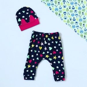 Spodnie gwiazdoland + czapeczka dla dziewczynki 56-92 cm