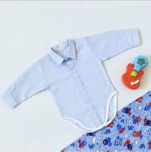 Błękitna koszula - body z długim rękawem dla chłopczyka 56-92 cm