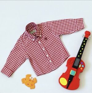 Koszula w czerwoną kratkę z długim rękawem dla chłopczyka 56-92 cm