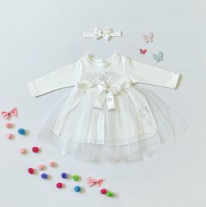 Sukienka white star + opaska dla dziewczynki 56-92 cm