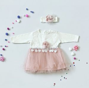 Sukienka Nela pink + opaska dla dziewczynki 56-92 cm