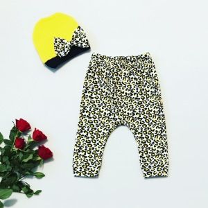 Spodnie pantera + czapeczka dla dziewczynki 56-92 cm
