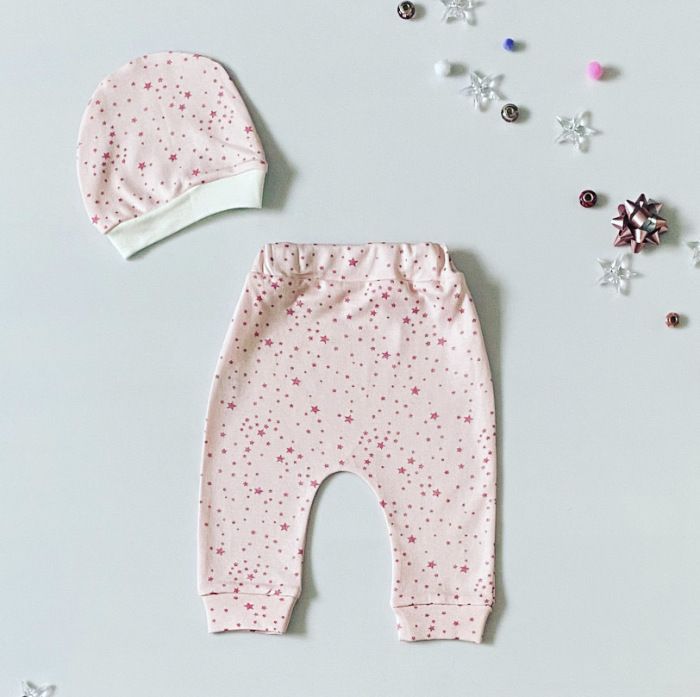 Spodnie pink moon + czapeczka dla dziewczynki 56-92 cm