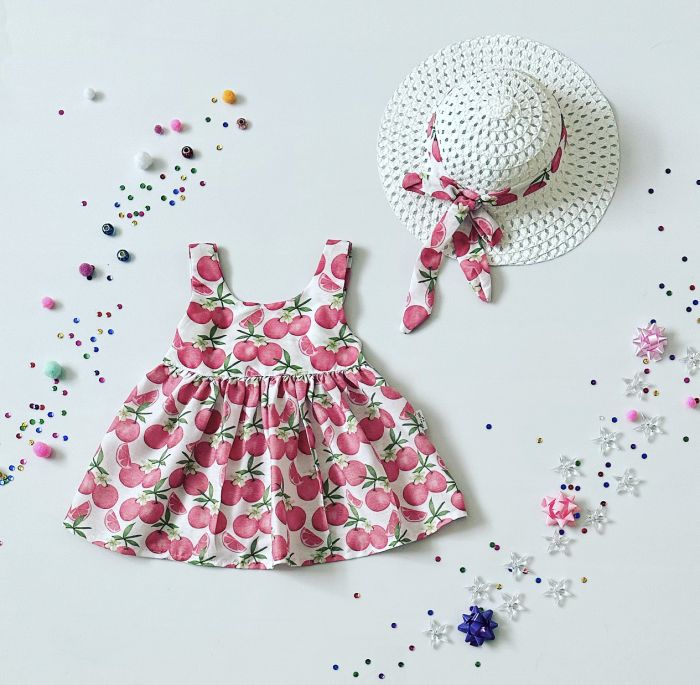 Sukienka Magnolia + kapelusz dla dziewczynki 56-92 cm